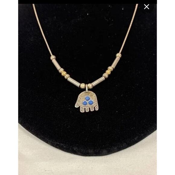 Sterling & Gold Plated Hand Charm Necklace - Picture 2 of 15